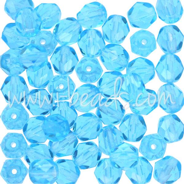 Perles facettes de bohème aquamarine 6mm (50)