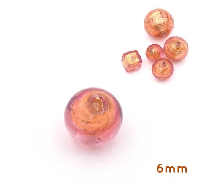 Perle de Murano ronde cuivre et or 6mm (1)