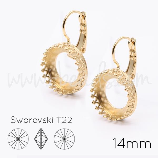 Serti boucle d'oreilles Vintage pour Swarovski 1122 14mm doré (2)