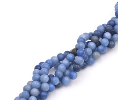 Perles rondes Aventurine Bleu 6mm sur fil 38 cm 55 perles (1 fil)