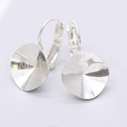 Achat Serti boucle d&#39;oreilles pour Swarovski 4470 12mm argenté (2)