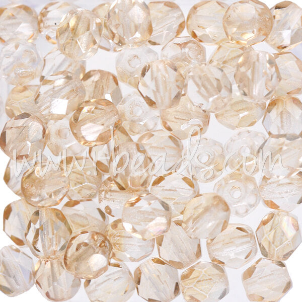 25 Perles Facettes Bohème 6mm – Rose Opaque Lustré, Marque Preciosa