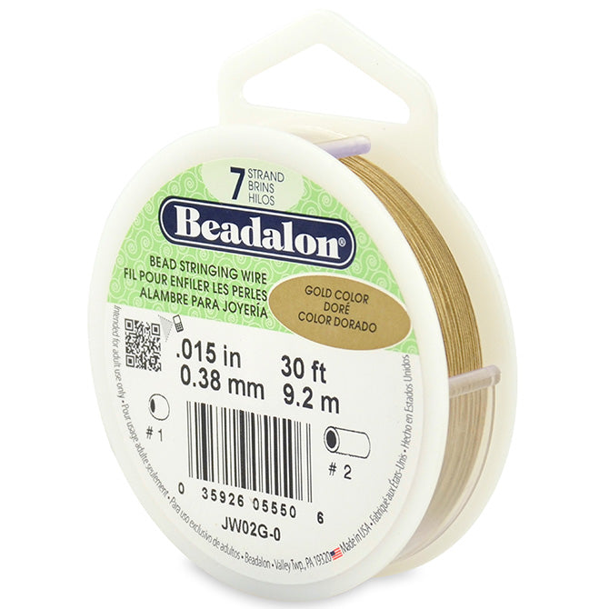 Beadalon fil câble 7 brins doré métallique 0.38mm, 9.2m (1)