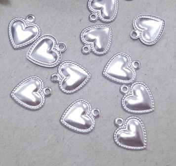 Breloques coeur en acier inoxydable,couleur inox -10,5mm (2)