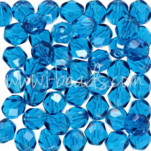 Achat Perles facettes de bohème capri blue 6mm (50)