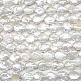 Perles d'eau douce disque blanc 10-15mm (4) (4 perles)