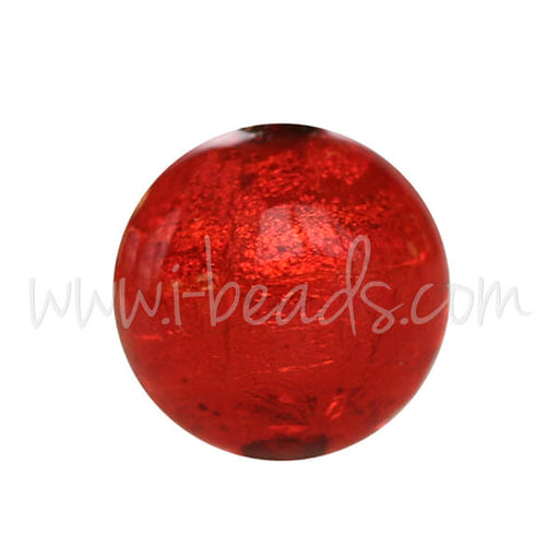 Achat Perle de Murano ronde rouge et or 10mm (1)