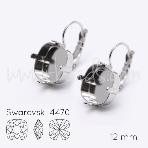 Achat Serti boucle d&#39;oreilles pour Swarovski 4470 12mm rhodié (2)