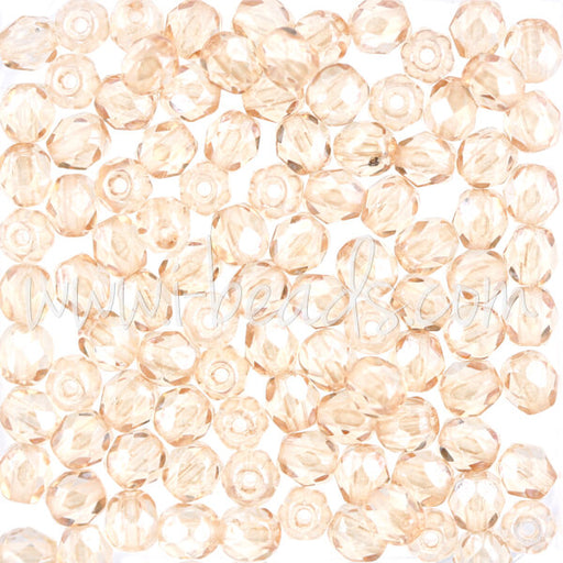 Achat Perles facettes de bohème luster transparent champagne 4mm (100)