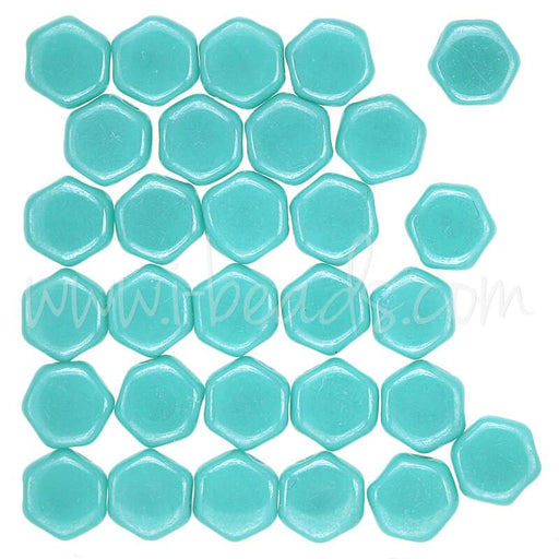 Achat Perles Honeycomb 6mm green turquoise shimmer (30)