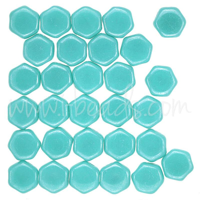 Perles Honeycomb 6mm green turquoise shimmer (30)