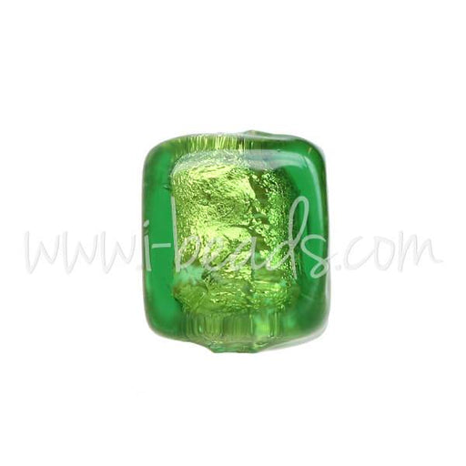 Achat Perle de Murano cube vert et or 6mm (1)