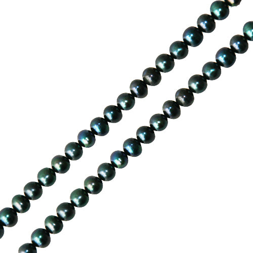 Perles d'eau douce rondes bleu canard 6mm (1)