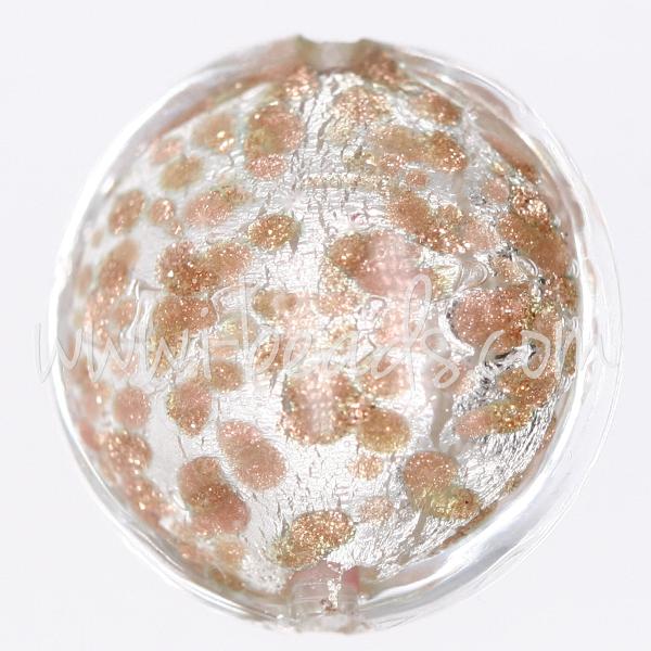 Perle de Murano bombée or et argent 14mm (1)