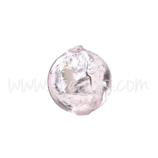 Perle de Murano ronde améthyste et argent 6mm (1)