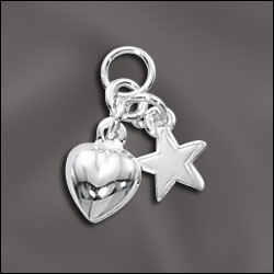 Charm customisation coeur et étoile argent 925 8mm(1)
