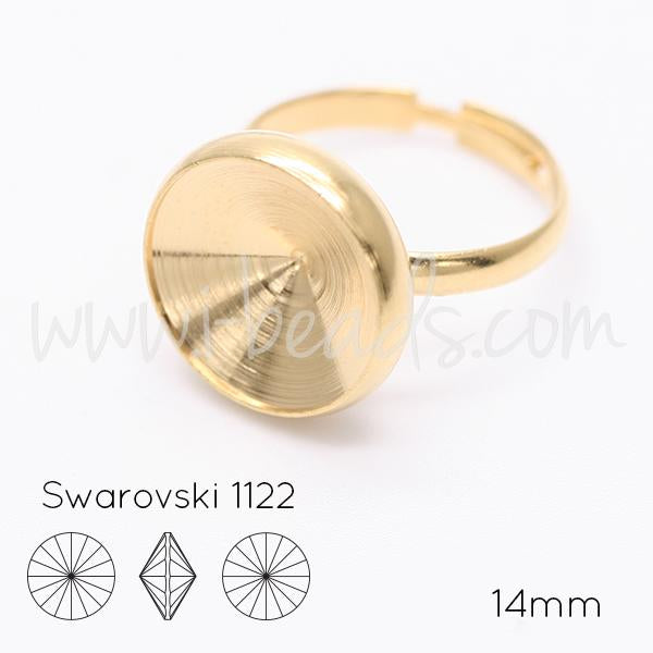 Serti bague ajustable conique pour Swarovski 1122 rivoli 14mm doré (1)