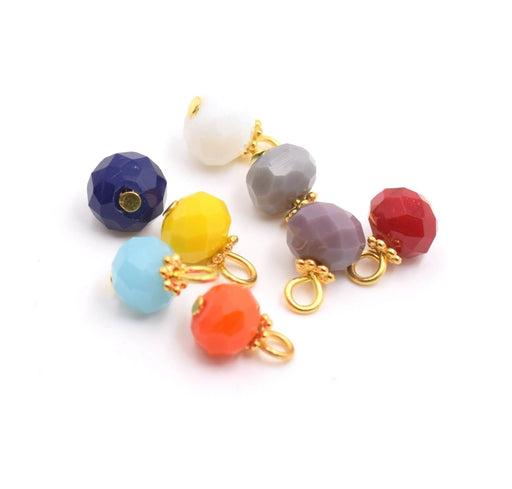 Achat Breloques perles verre couleurs mixées 8mm + anneau (Par 5)