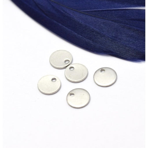 Achat Medailles breloque charm sans motif à graver Acier inoxydable RHODIUM 8mm (5)