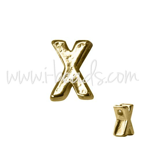 Perle lettre X doré or fin 7x6mm (1)