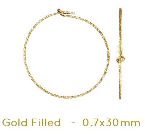 Achat Créoles Boucles d&#39;oreilles à perler - cisellée -Gold Filled - 0.7x30mm (2)