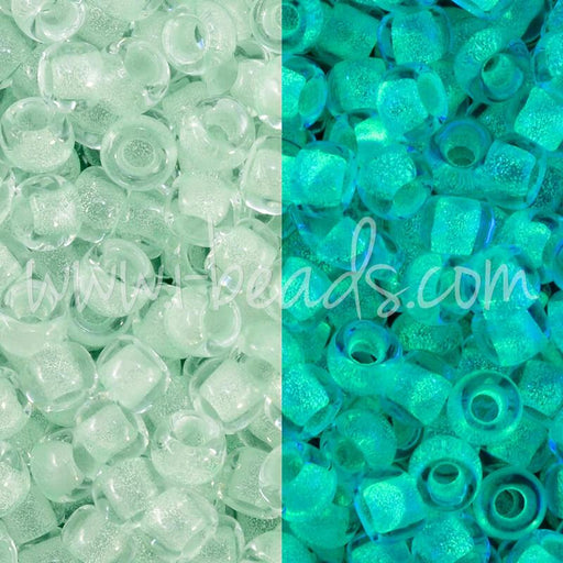 cc2722 - perles de rocaille Toho 8/0 Glow in the dark mint green/bright green (10g)