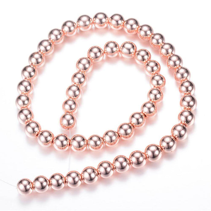 Perles d'hématite reconstituée doré or rose qualité 3.5 mm - 1 rang - 130 perles (vendues par 1 rang)