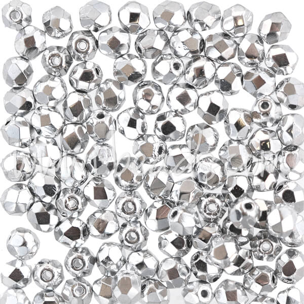 50 Perles Facettes Bohème Preciosa 6mm Cristal Comet Argent Light - Neuf - France