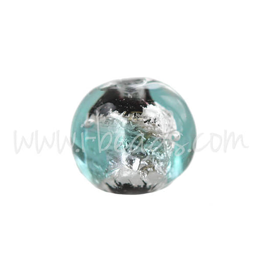Achat Perle de Murano ronde bleu et argent 6mm (1)