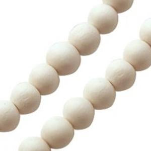 Perles rondes en bois blanc sur fil 10mm (1)