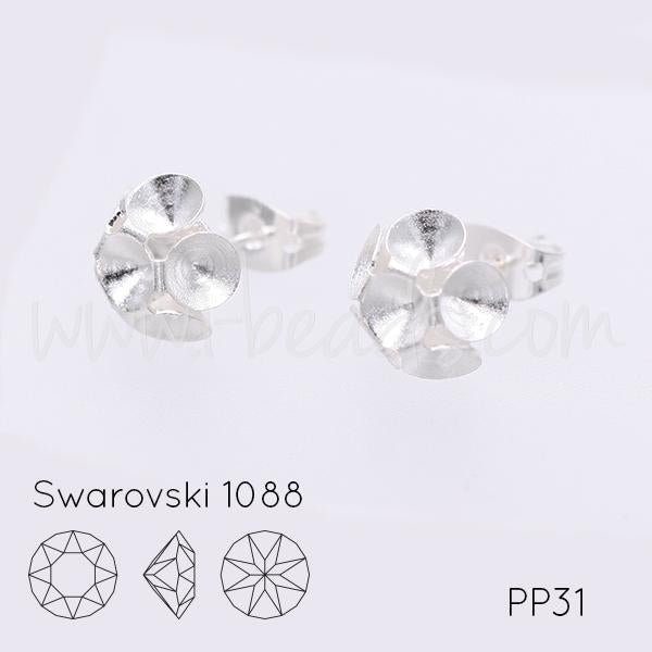Serti boucle d'oreilles coniques pour 6 Swarovski 1088 4mm-pp31-SS19 argenté (2)