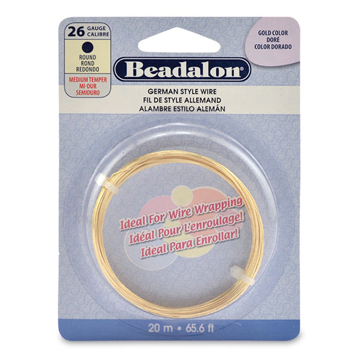 Fil métallique Beadalon rond doré gauge 26 (0,41mm), 20 m (1)