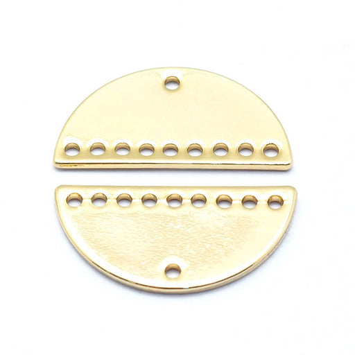 Achat Lien connecteur demi lune en laiton doré - 9 trous - 21x10,5mm (1)