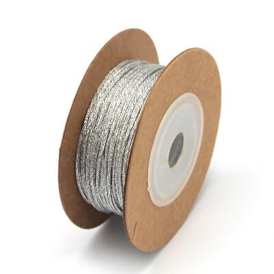 Achat Bobine- cordon en polyester et metallique ARGENT 1mm (13m)