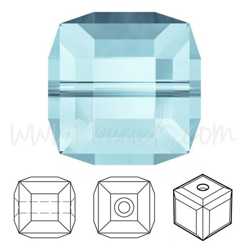 Perles cube Swarovski aquamarine 8mm (2)