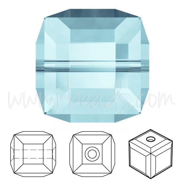 Perles cube Swarovski aquamarine 8mm (2)