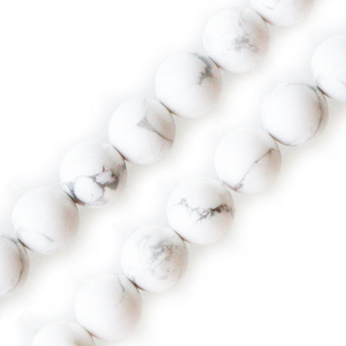 Perles rondes howlite blanc 8mm sur fil (1)