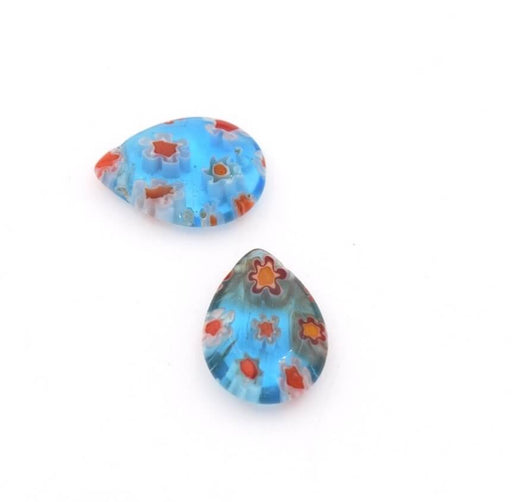 Achat Millefiori Goutte 11-14mm BLEU CLAIR (2)