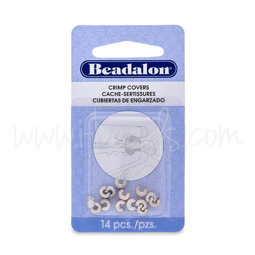 Achat 14 Caches perles a écraser paillettes métal plaqué argent 4mm (1)