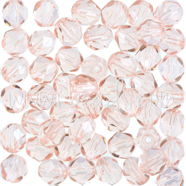 Perles facettes de bohème rosaline 6mm (50)