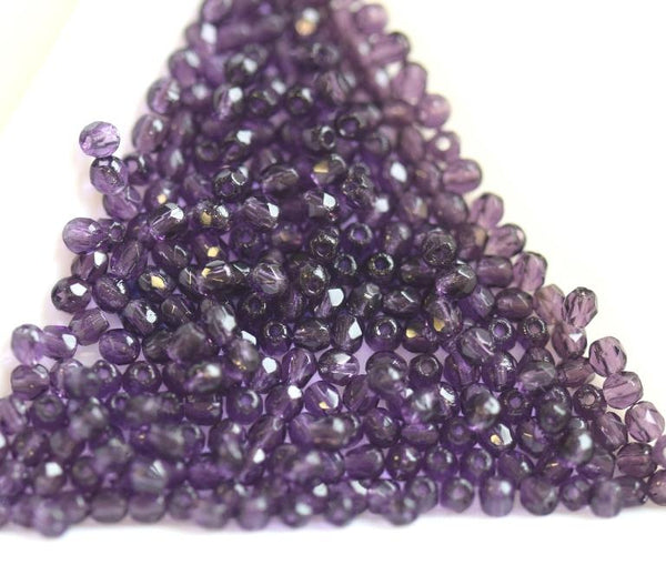 100 Perles Facettes De Bohême 4mm Montana Silver Lined - Preciosa - Fabriqué En France - Livraison Gratuite
