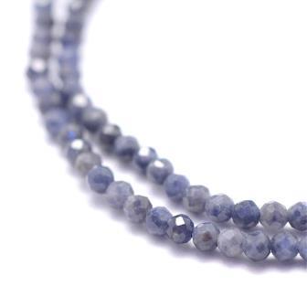Achat Saphir naturel brut ,AA, 2,5mm à facettes - 178 perles par rang (Vente par 1 rang)