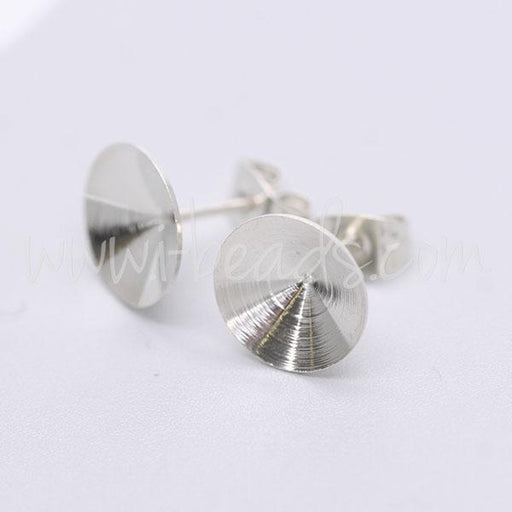 Achat Serti boucle d&#39;oreilles coniques pour Swarovski 1122 rivoli SS47 rhodié (2)