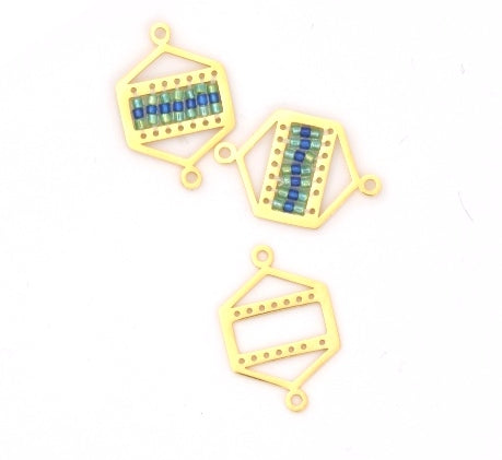 Achat Connecteur carré polygone doré 23X15mm pour un tissage de perles Toho ou Miyuki de 3 rangs (1)