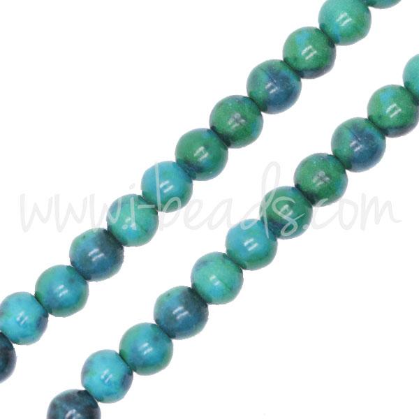 Perles rondes Azurite Chrysocolle 4mm sur fil (1)