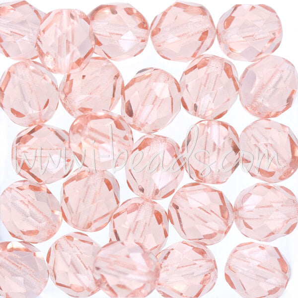 Perles facettes de bohème rosaline 8mm (25)