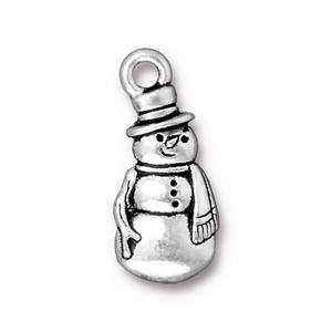 Achat Charm bonhomme de neige métal plaqué argent vieilli 22mm (1)