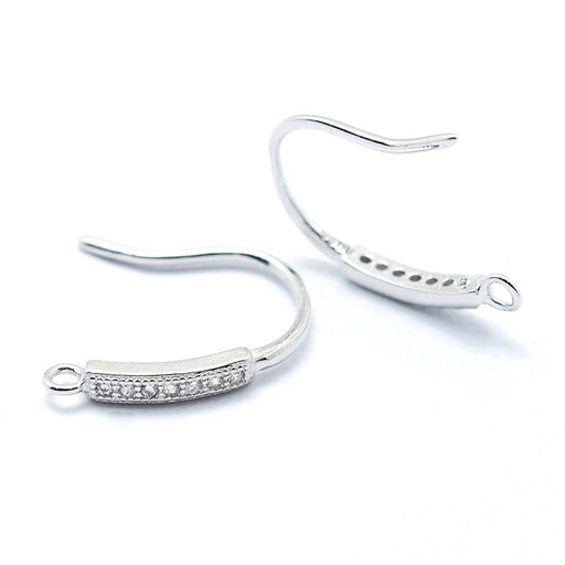 Boucles d'Oreilles Crochets Argent 925 Rhodié - Zircons 16mm (2)