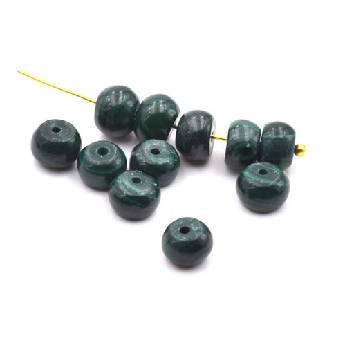 Achat Perles Rondelles Donuts Malachite Naturelle 6x4mm - Trou: 0.8mm (10)