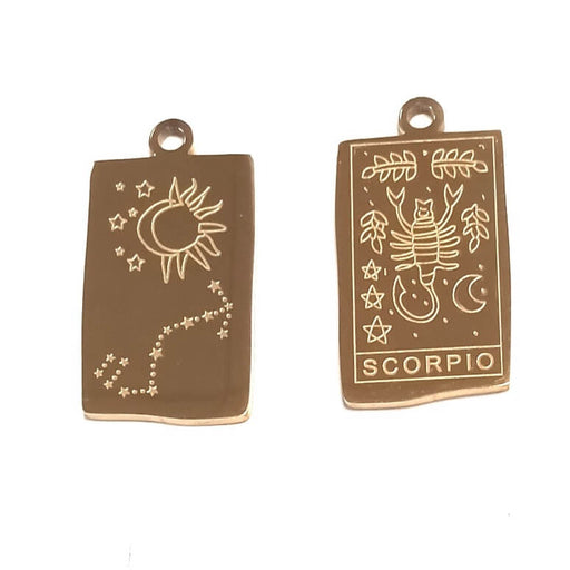 Constellation Zodiaque Médaille Acier Inoxydable Or Scorpion 23x13mm (1)